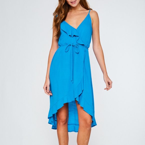 AZURE BLUE CRISS CROSS DRESS - Picture 1 of 4